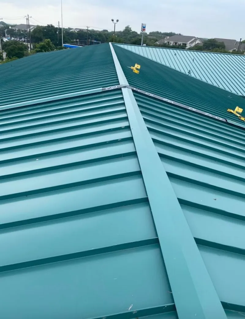 Green commercial metal roof ridge and valley for Metal Roof Repair in Sandown